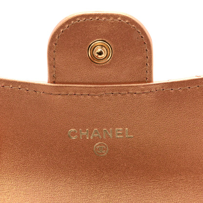 Chanel Metallic Lambskin Quilted Flap Card Holder Wallet Golden 6 of 9