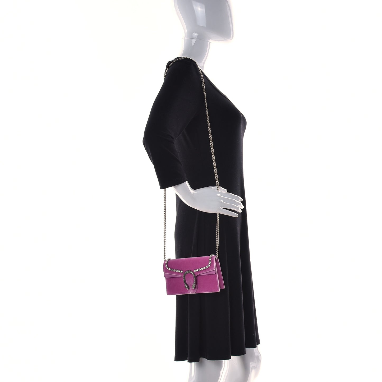 Velvet Crystal Super Mini Dionysus Shoulder Bag Malva
