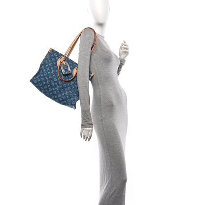Louis Vuitton Monogram Denim Onthego MM Blue 2 of 10