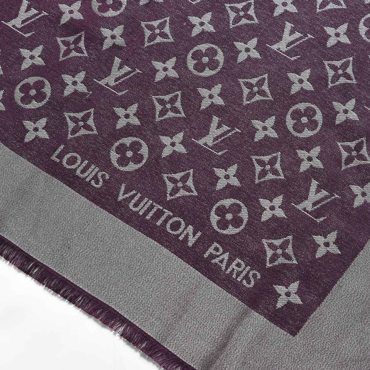 Silk Lurex Wool Monogram Shine Shawl Amarante