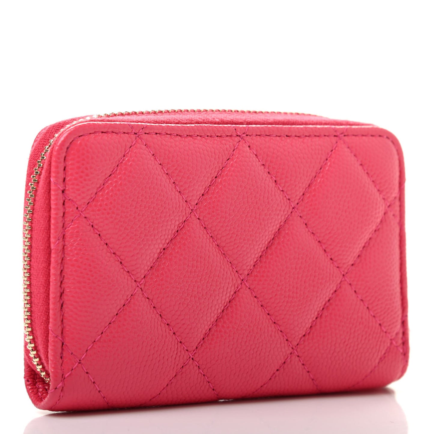 Caviar Quilted French New Wave Zip Coin Purse Pink