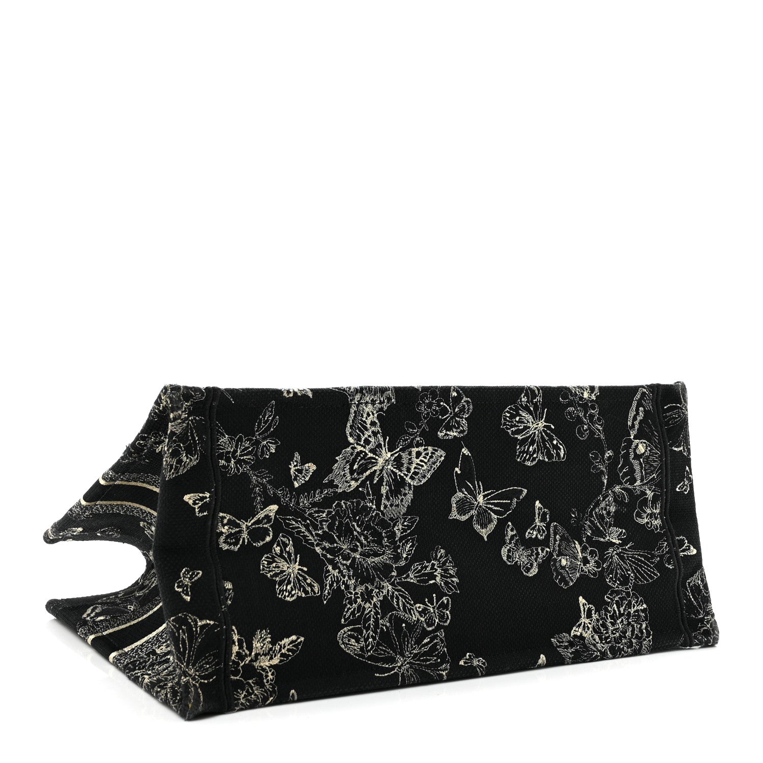 Christian Dior Canvas Embroidered Medium New York Butterfly Book Tote Black 4 of 12