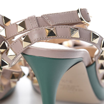 Valentino Garavani Calfskin Nappa Rockstud Ankle Strap 100mm Pumps 39.5 Smeraldo Poudre 9 of 9