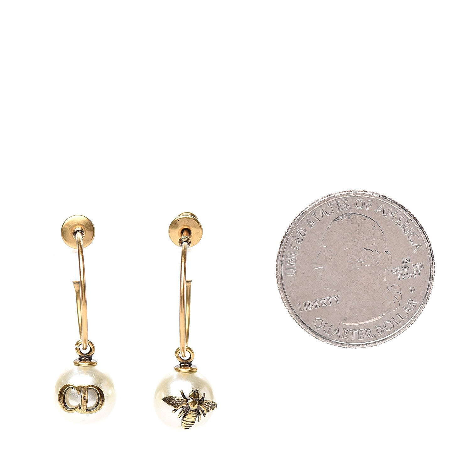 Christian Dior Pearl Bee Star Tribales Hoop Earrings 2 of 4