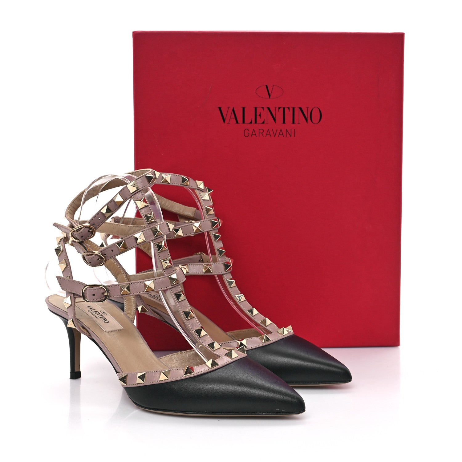 Valentino Garavani Calfskin Nappa Rockstud Ankle Strap 65mm Pumps 38 Black Poudre 9 of 9