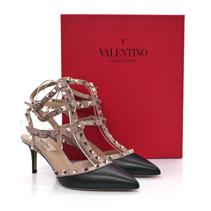 Valentino Garavani Calfskin Nappa Rockstud Ankle Strap 65mm Pumps 38 Black Poudre 9 of 9