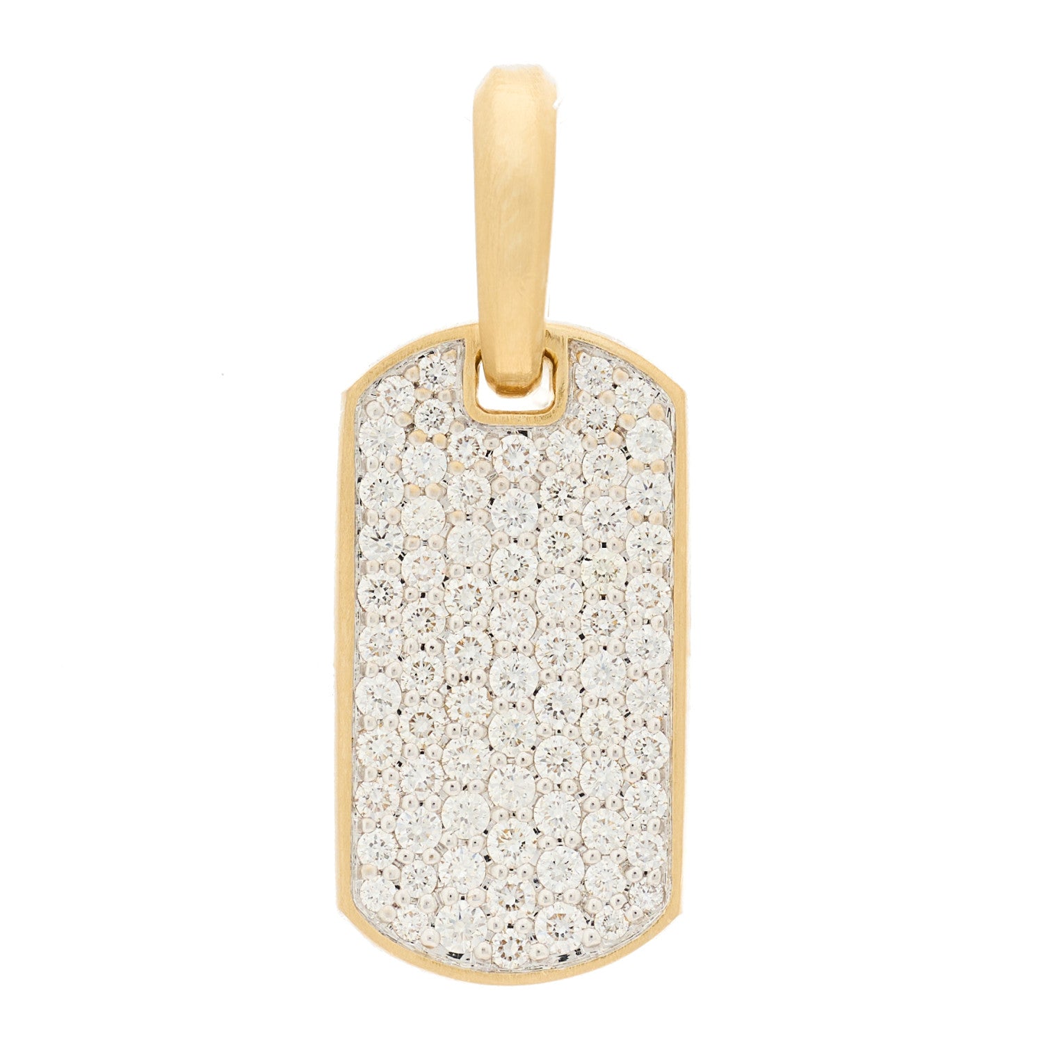 David Yurman 18K Yellow Gold Diamond 21mm Chevron Dog Tag Pendant 1 of 7