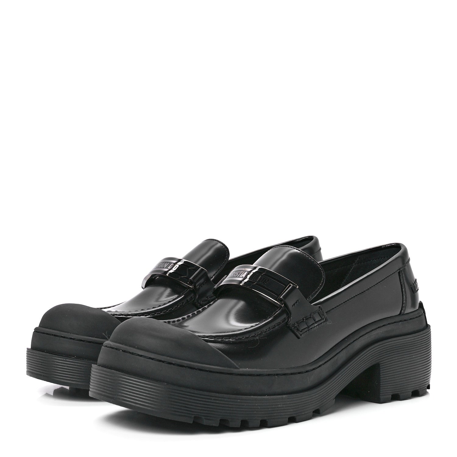 Christian Dior Brushed Calfskin Dior Code Lug Sole Platform 35mm Loafers 40 Black 3 of 8