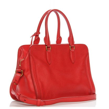 Alexander McQueen Pebbled Calfskin Small Skull Padlock Zip Around Tote Red 3 of 7