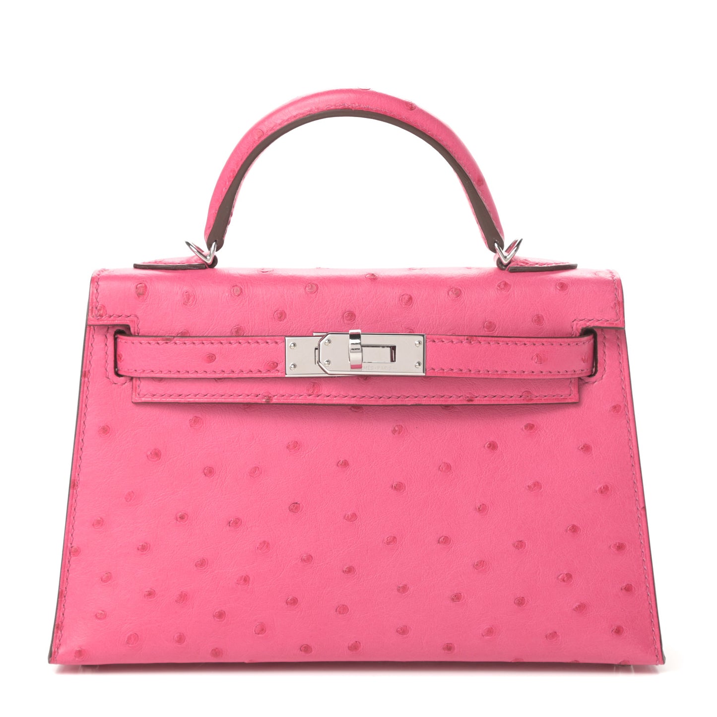 Ostrich Kelly Sellier Mini 20 Rose Tyrien