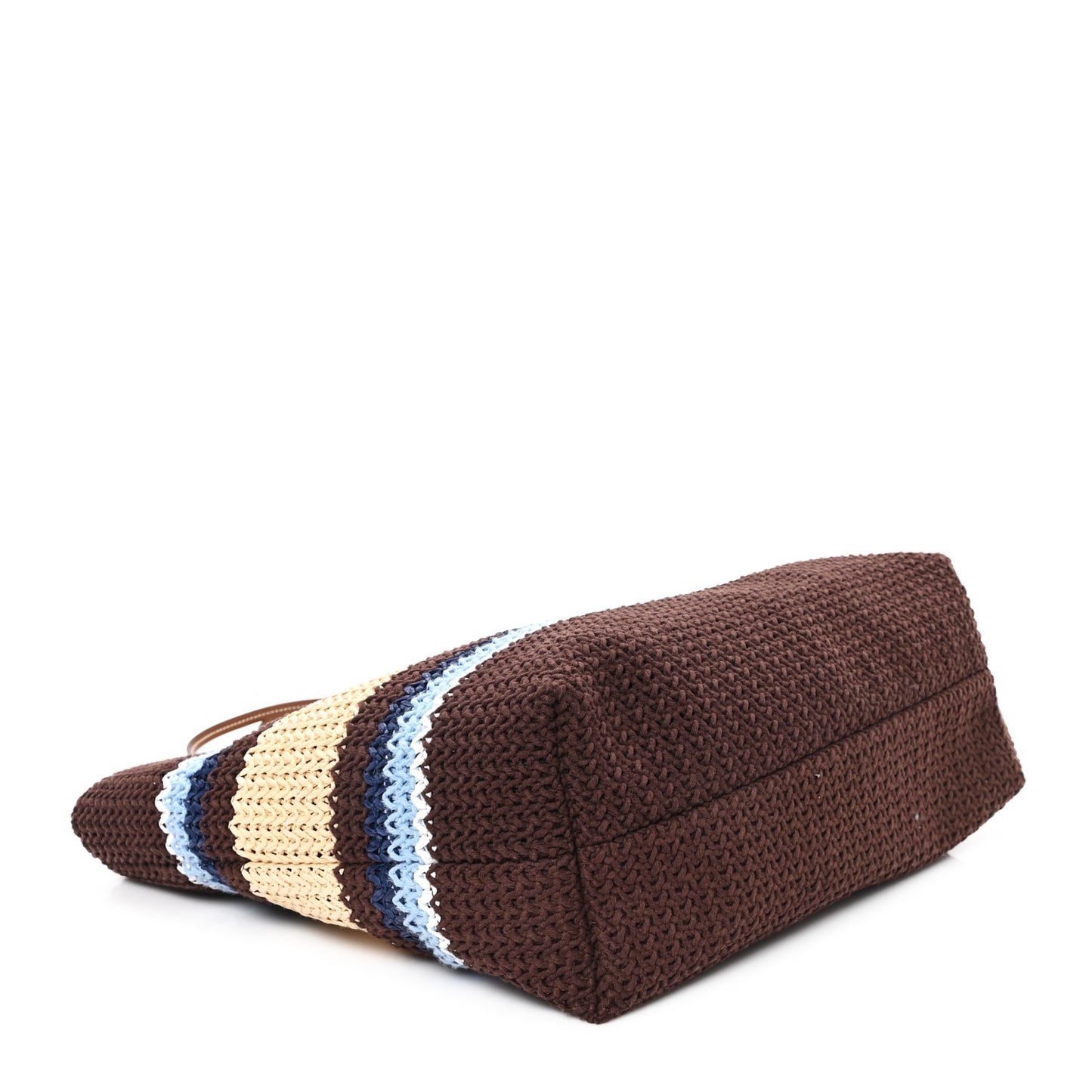 Raffia Crochet Stripe Tote Bag Cacao Celeste Natural