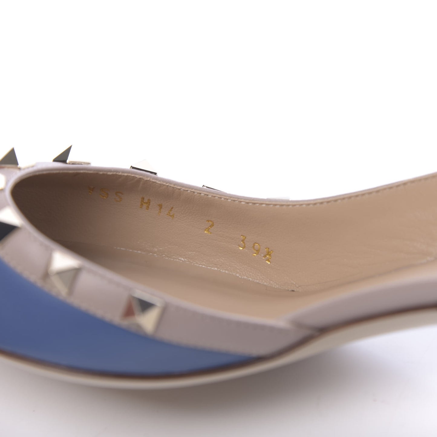 Calfskin Nappa Rockstud Half D'Orsay Slingback 50mm Pumps 39.5 Baltique Poudre