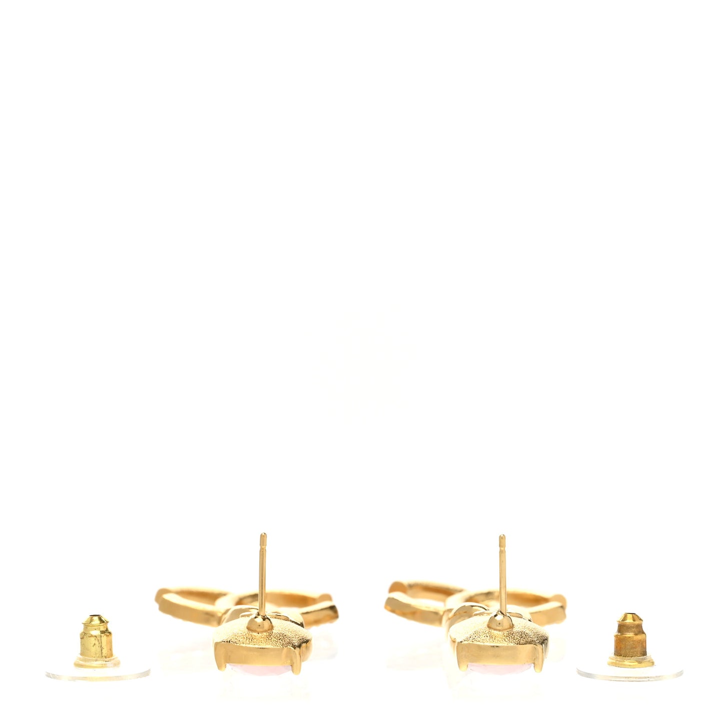 Glass Crystal CC Chain Drop Earrings Pink Gold