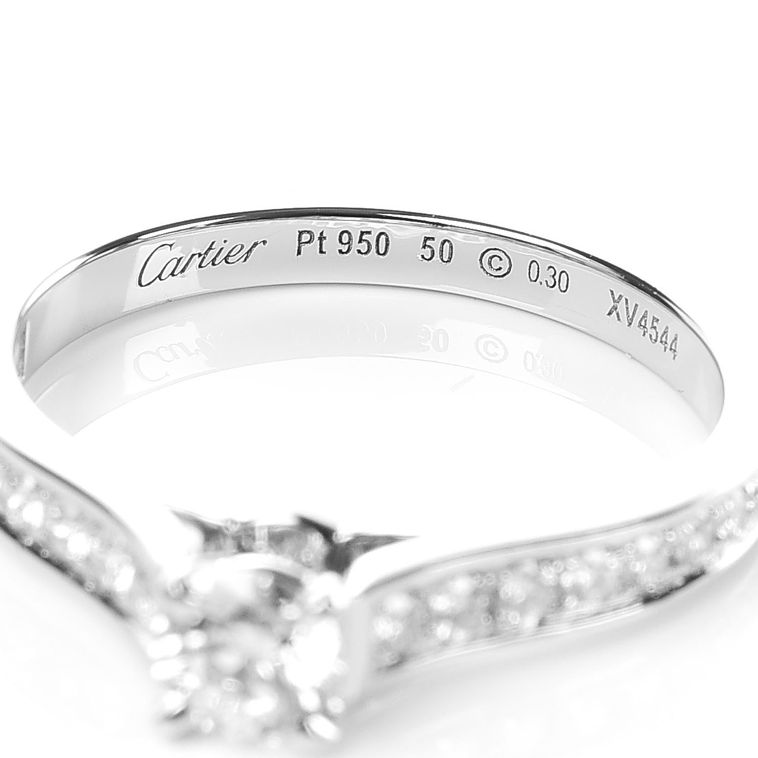 Cartier Platinum Diamond .30ct 1895 Solitaire Engagement Ring 50 5.25 5 of 8
