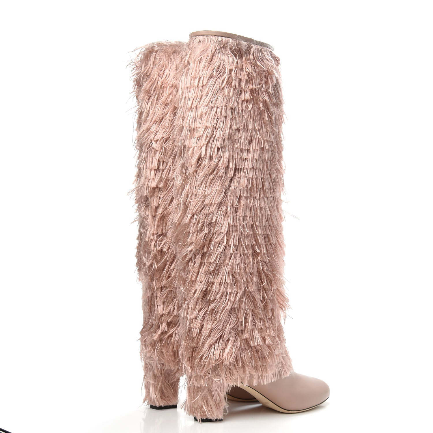 Jimmy Choo Calfskin Fringe Magalie 65 Knee High Boots 39.5 Ballet Pink 4 of 7