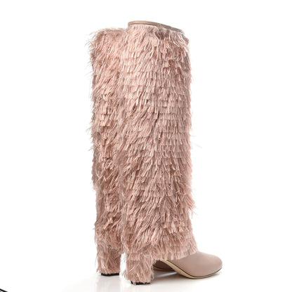 Jimmy Choo Calfskin Fringe Magalie 65 Knee High Boots 39.5 Ballet Pink 4 of 7