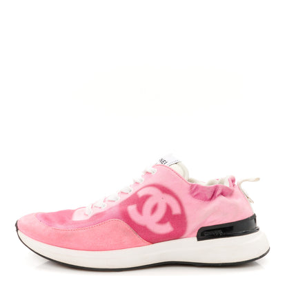 Chanel Denim Suede Calfskin Womens CC Sneakers 40 Pink 1 of 9