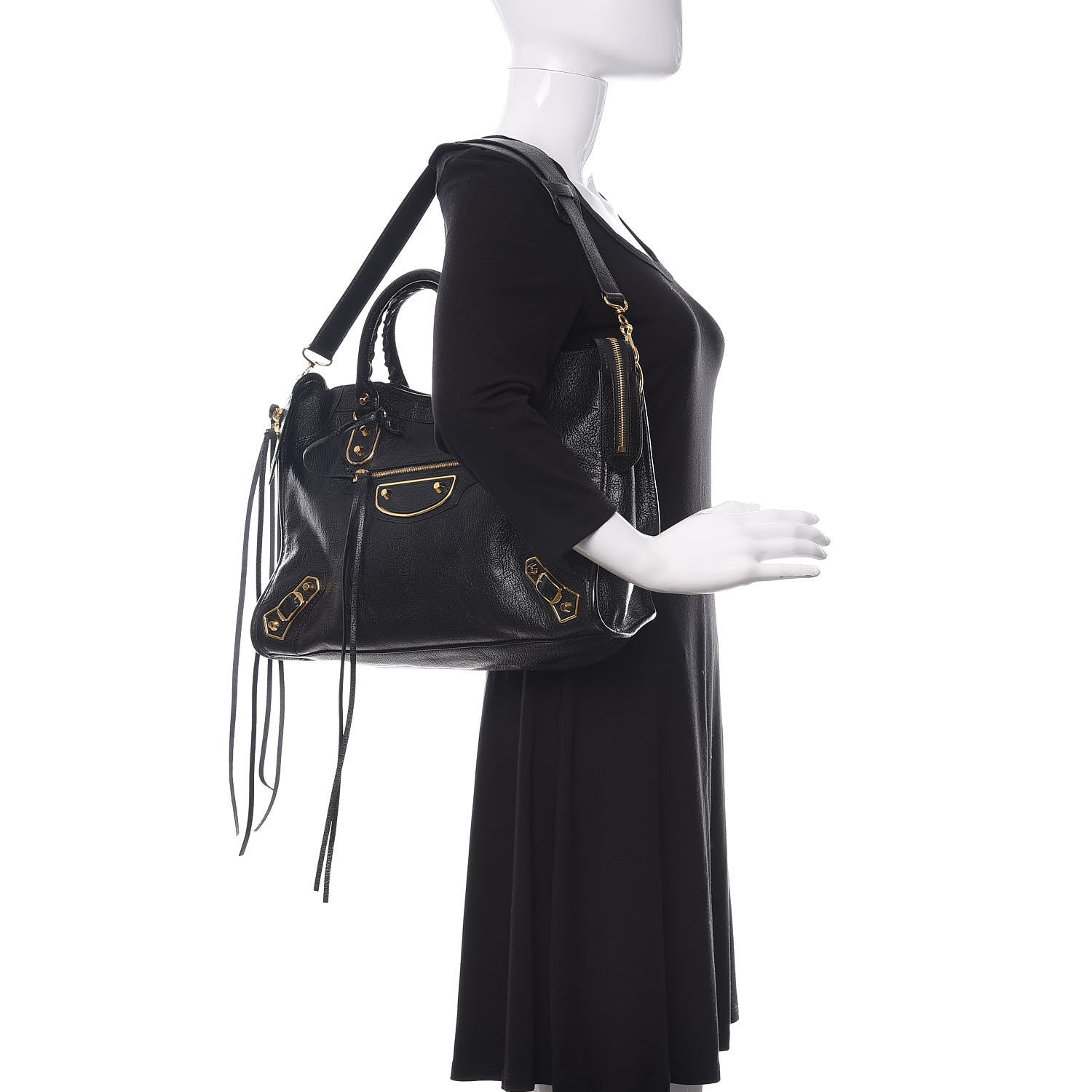 Balenciaga Chevre Gold Metallic Edge Hardware City Black 2 of 10