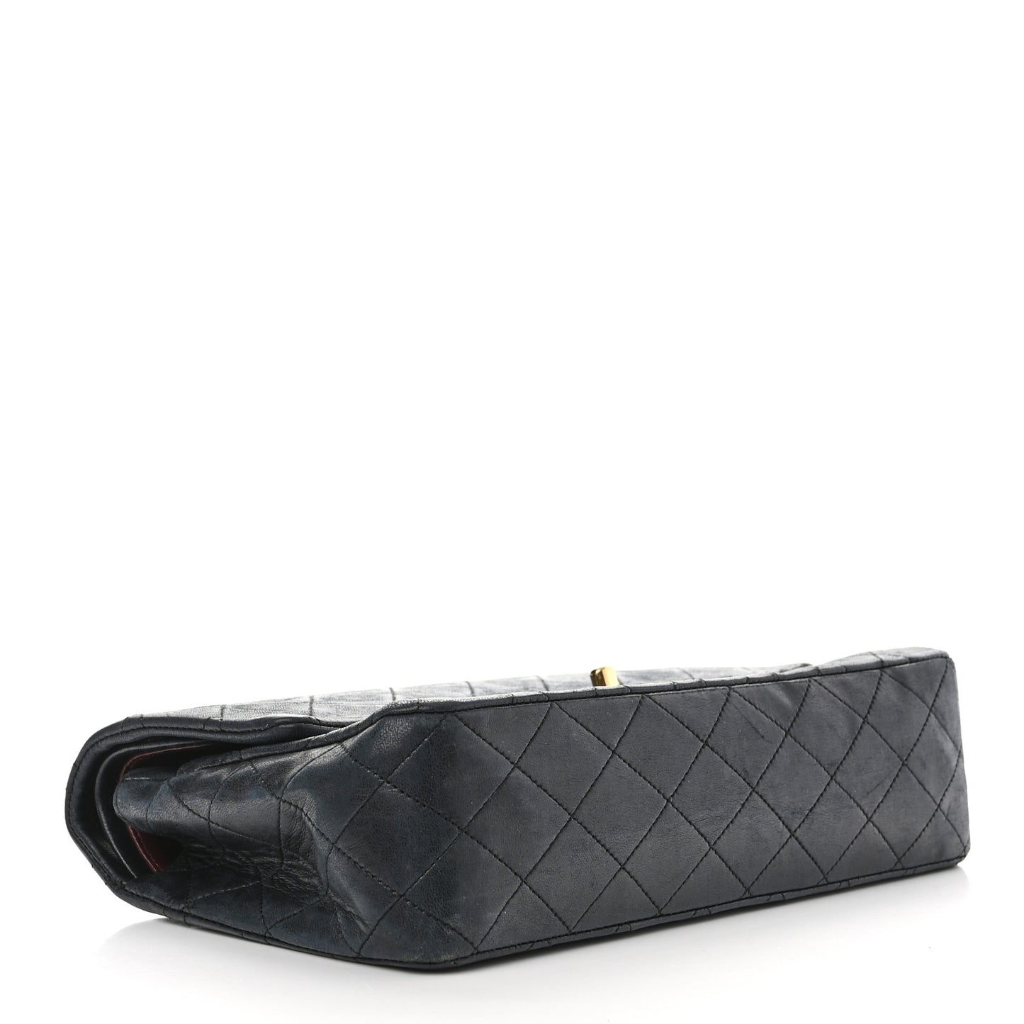 Lambskin Quilted Medium Double Flap Navy