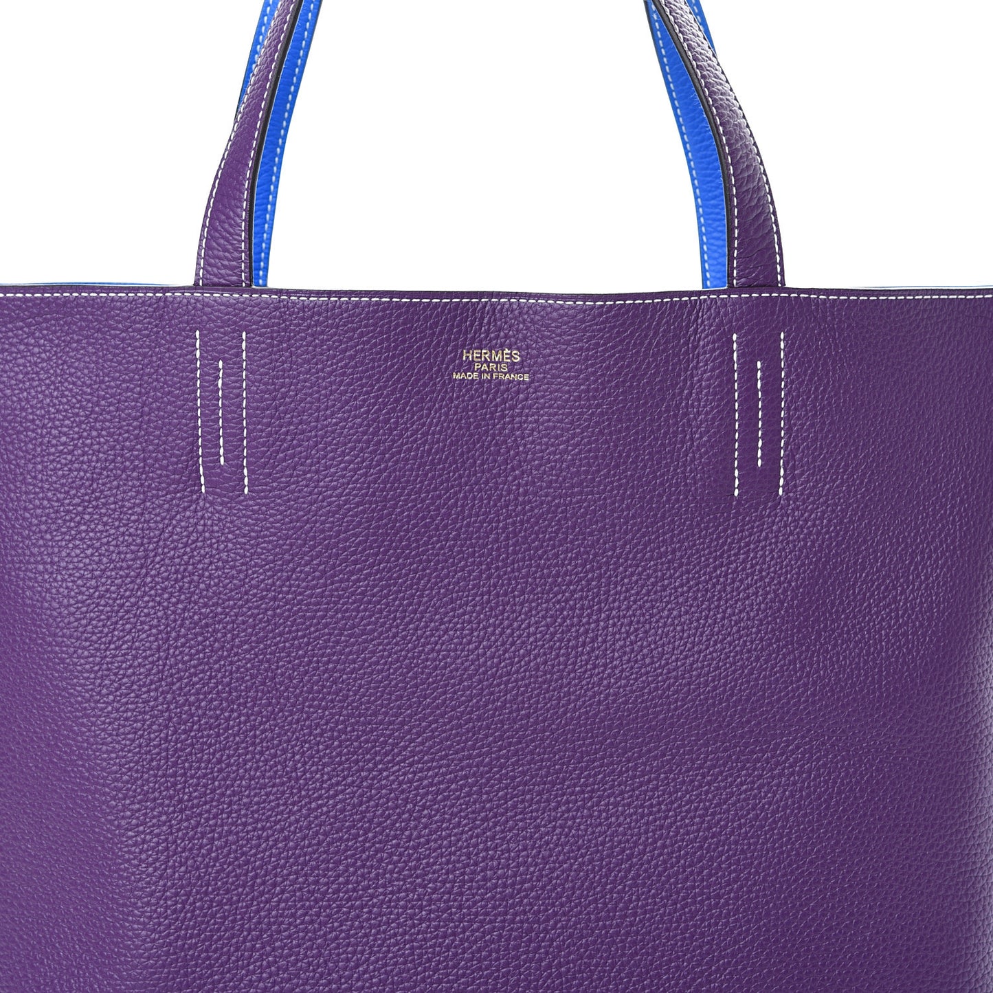 Taurillon Clemence Double Sens 45 Reversible Tote Bleu Zanzibar Ultraviolet
