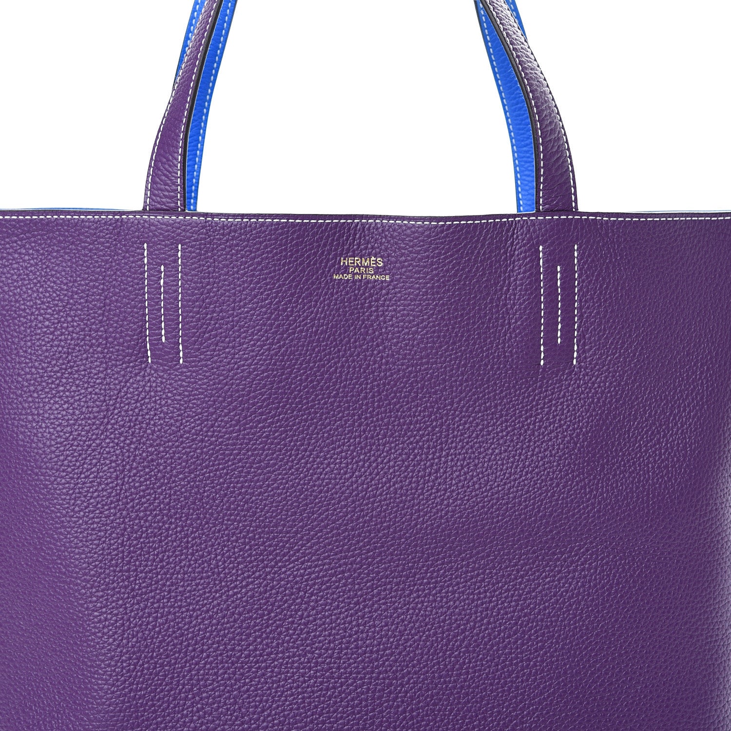 Hermes Taurillon Clemence Double Sens 45 Reversible Tote Bleu Zanzibar Ultraviolet 13 of 16