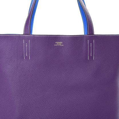Hermes Taurillon Clemence Double Sens 45 Reversible Tote Bleu Zanzibar Ultraviolet 13 of 16