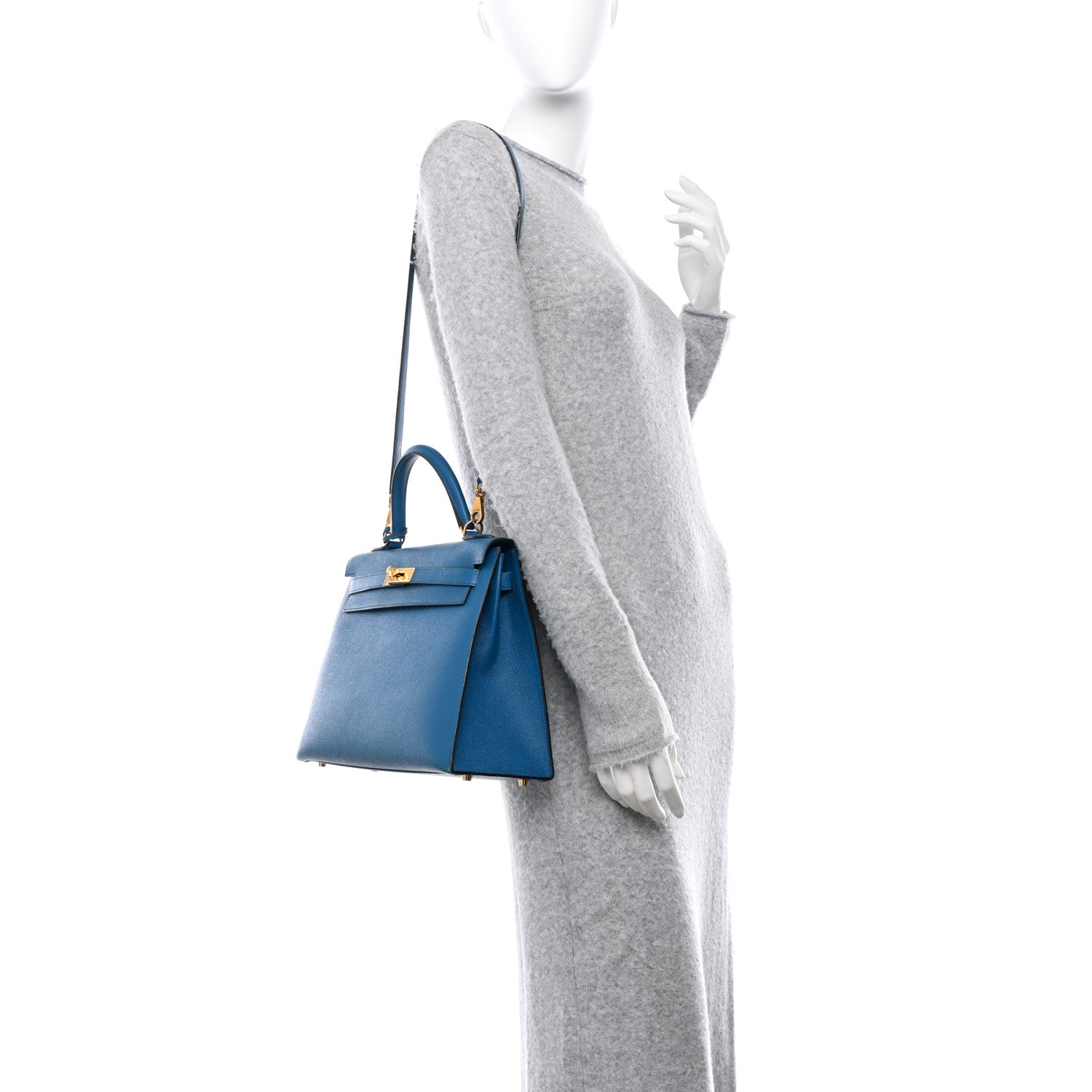 Hermes Epsom Kelly Sellier 32 Bleu Izmir 2 of 16