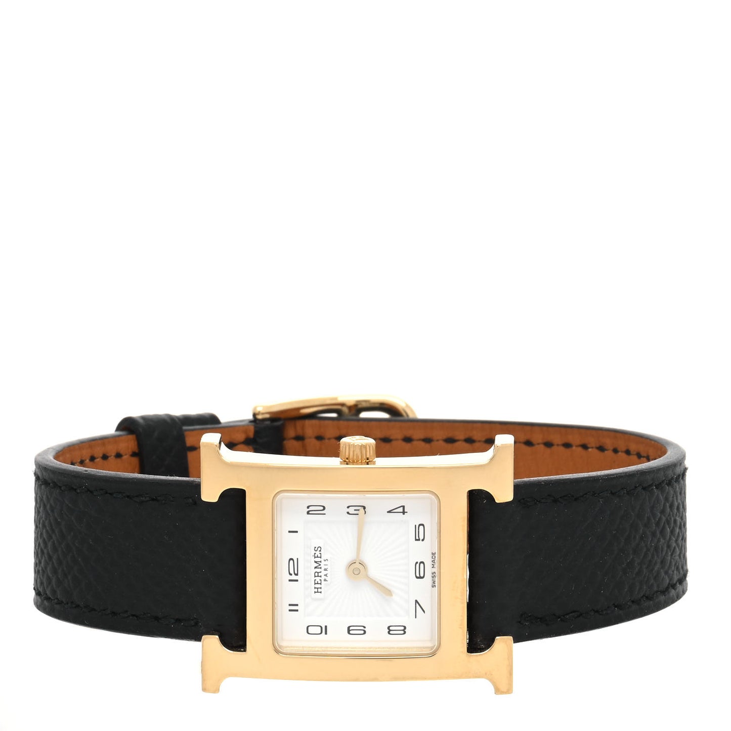 Stainless Steel Epsom 21mm Heure H Hour Quartz Watch Noir