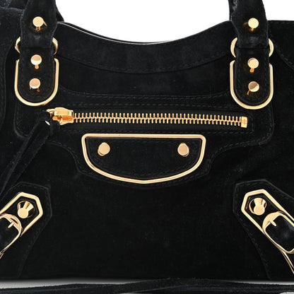 Balenciaga Baby Daim Suede Gold Metallic Edge Hardware Mini City Black 9 of 11