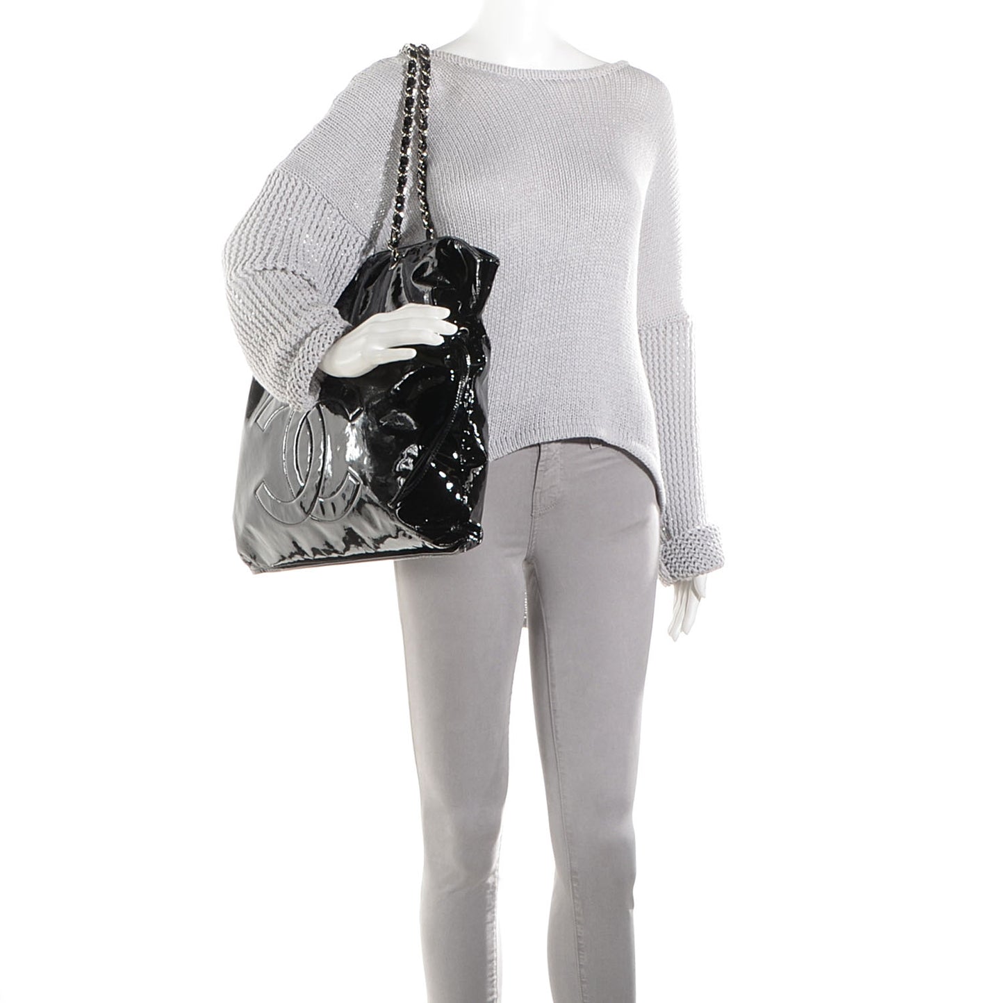 Patent Bonbons Shopper Tote Black