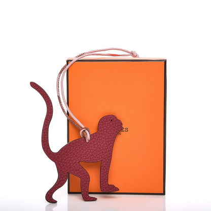 Hermes Togo Epsom Petit H Monkey Bag Charm Rubis Trench 4 of 5