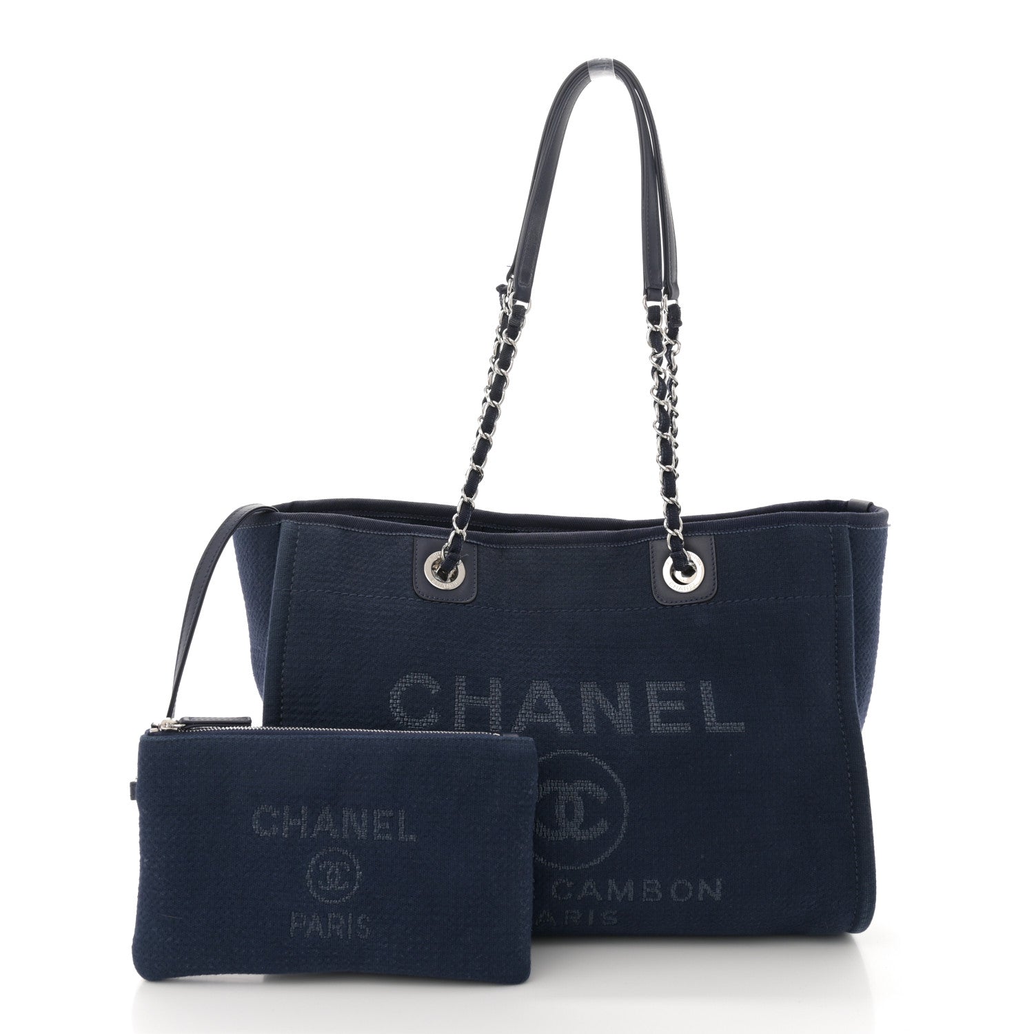 Chanel Mixed Fibers Small Deauville Tote Navy Blue 3 of 14
