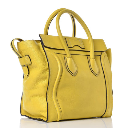 Celine Drummed Calfskin Mini Luggage Citron 3 of 18