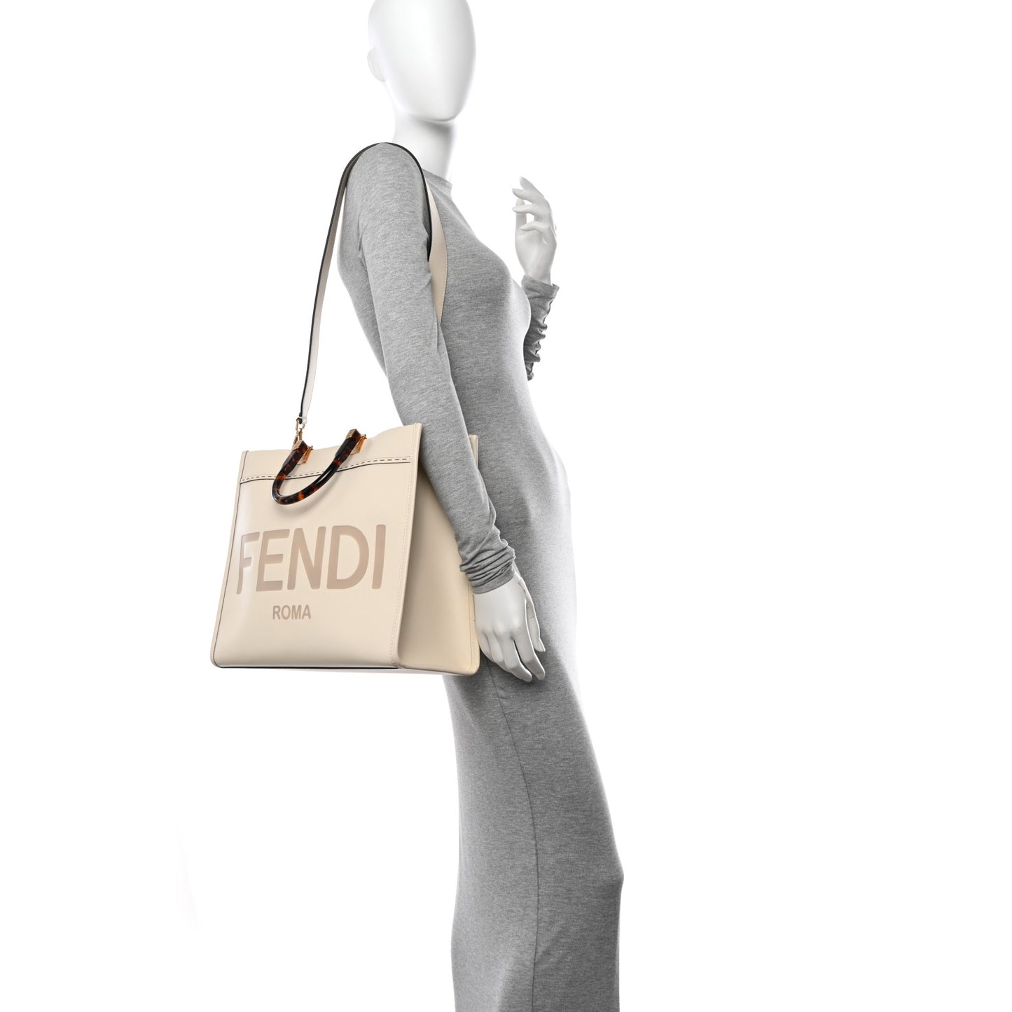 Vitello King Plexiglass Medium Fendi Sunshine Shopper Tote White Ice