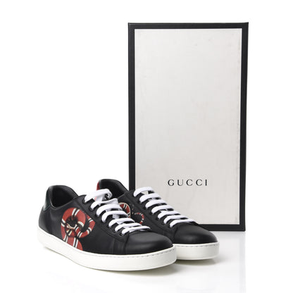 Gucci Calfskin Kingsnake Mens Ace Sneakers 9 Black Multicolor 10 of 10