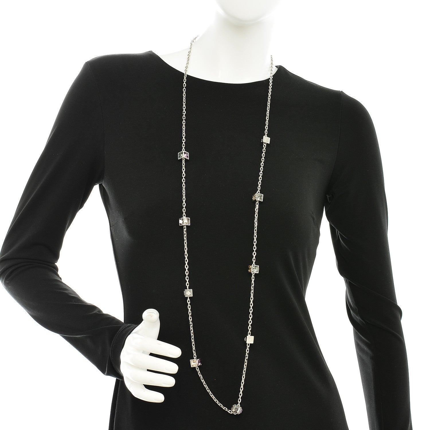 Louis Vuitton Swarovski Gamble Long Necklace Silver 2 of 6