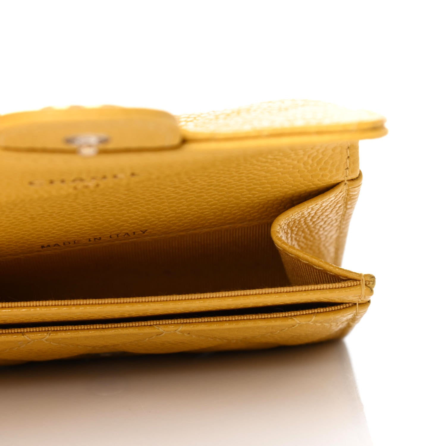 Chanel Caviar Quilted Flap Card Holder Yellow 4 of 4