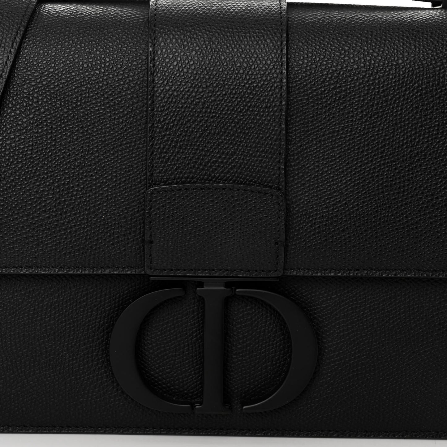 Ultra Matte Grained Calfskin 30 Montaigne Flap Bag Black