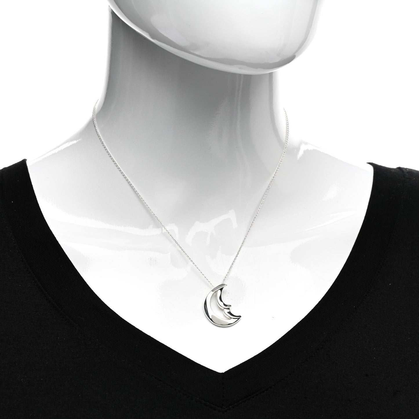 Sterling Silver Crescent Moon Pendant Necklace