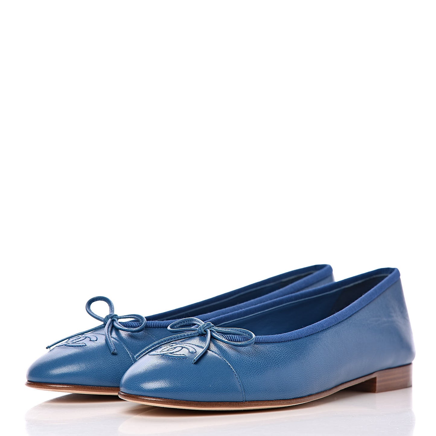 Goatskin Cap Toe CC Ballerina Flats 39 Blue