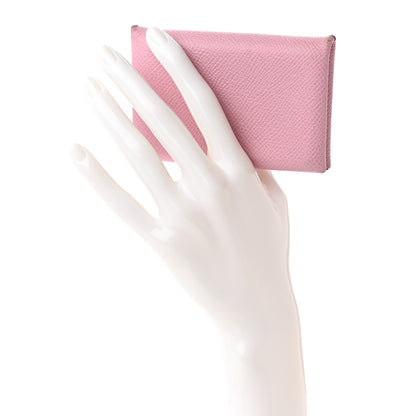 Hermes Epsom Calvi Card Case Mauve Sylvestre 2 of 9