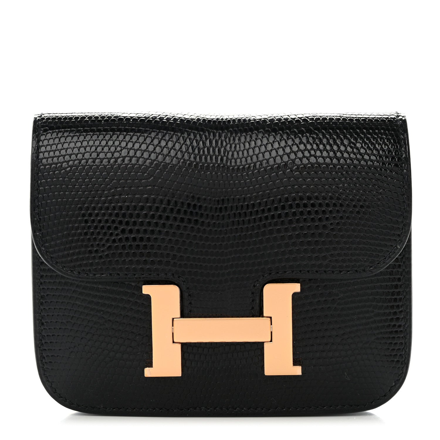 Hermes Lizard Constance Slim Wallet Black 1 of 8