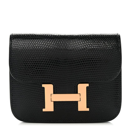 Hermes Lizard Constance Slim Wallet Black 1 of 8