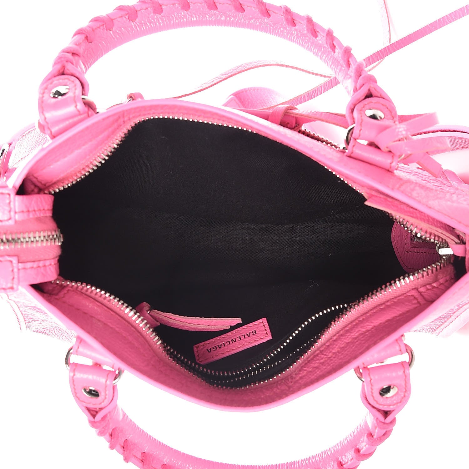 Balenciaga Shiny Goatskin Silver Metallic Edge Hardware Mini City Acid Pink 5 of 9