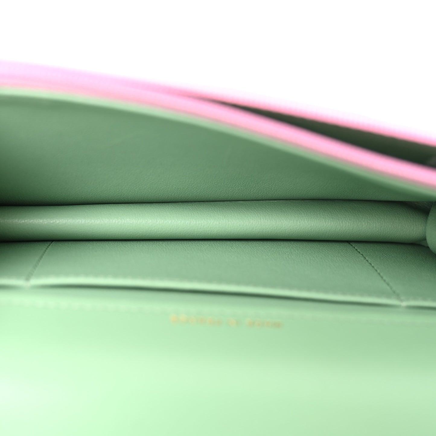 Lambskin Quilted Flap Phone Holder With Chain Lilac Light Green