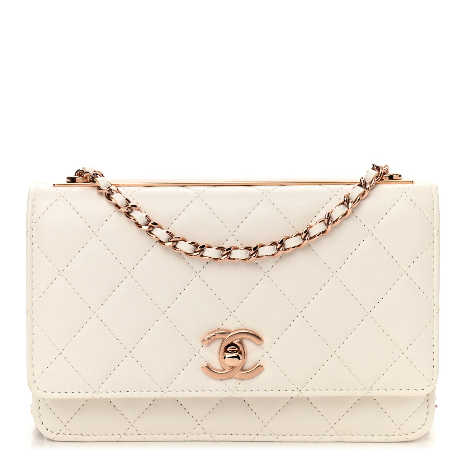 Chanel Lambskin Quilted Trendy CC Wallet On Chain WOC White 1 of 11