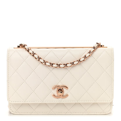 Chanel Lambskin Quilted Trendy CC Wallet On Chain WOC White 1 of 11