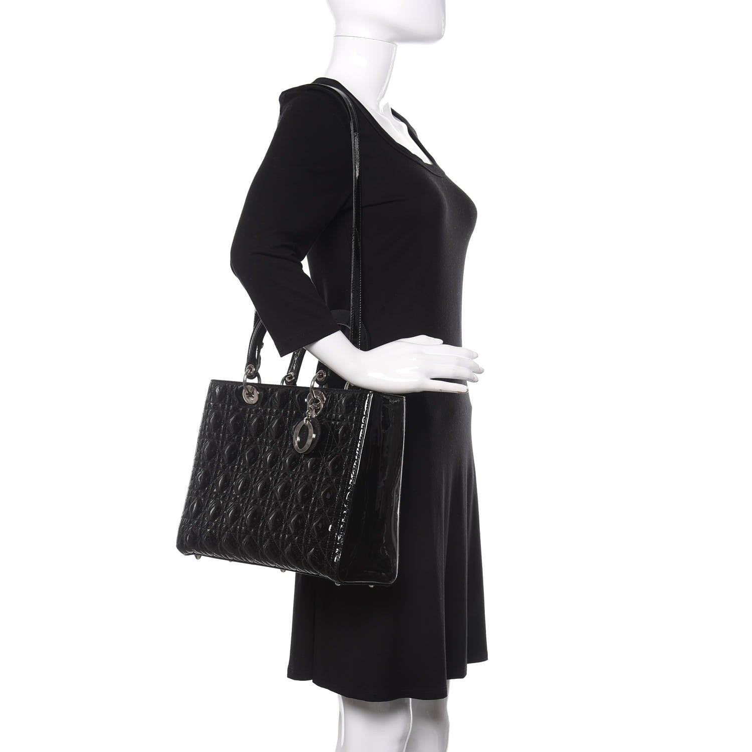 Christian Dior Patent Cannage Large Lady Dior Black 2 of 12