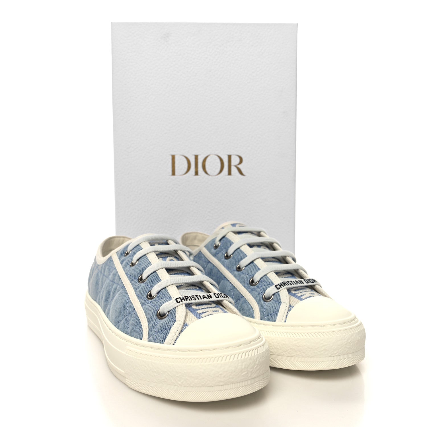Christian Dior Denim Cannage Walk'N'Dior Low Top Sneakers 37.5 Dynamic Blue 10 of 10