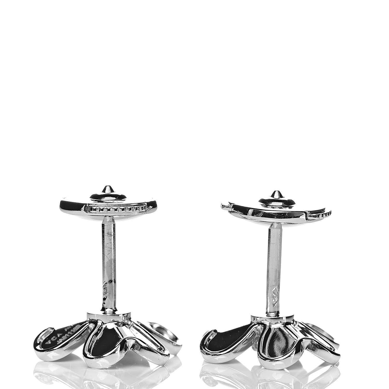 Van Cleef & Arpels 18K White Gold Diamond Mini Frivole Earrings 3 of 5